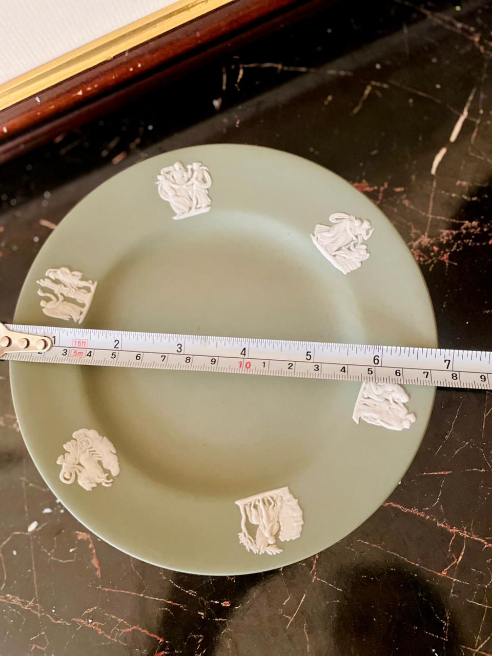 Vintage Wedgwood Jasperware Green Plate with White Relief 7 inches– England
