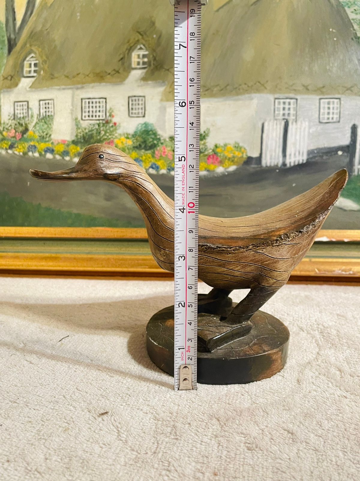 Wooden Carved Duck Standing – Lovely Dark Wood Rare Collectible