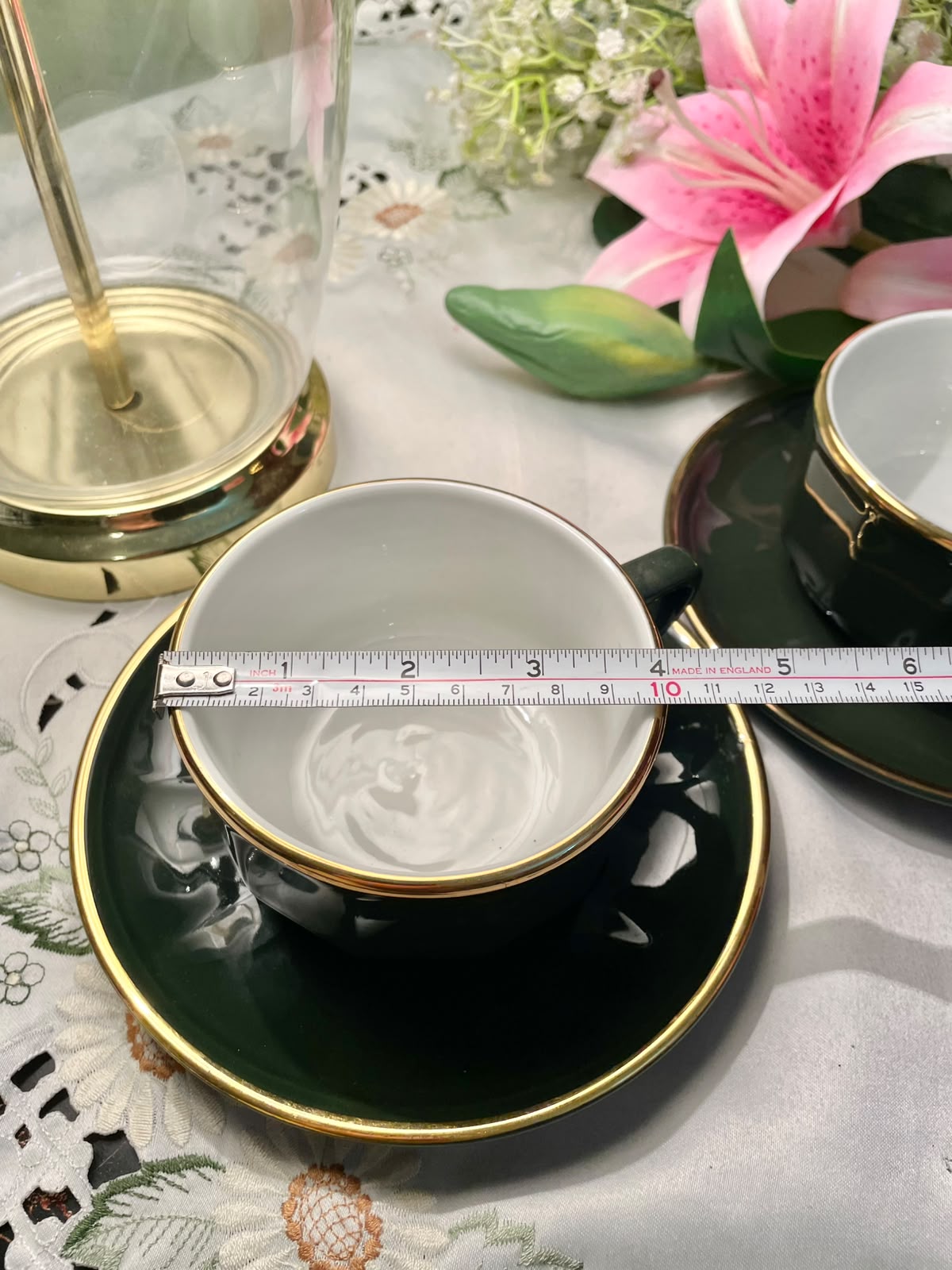 APILCO France Green & Gold Porcelain Cup & Saucer Set