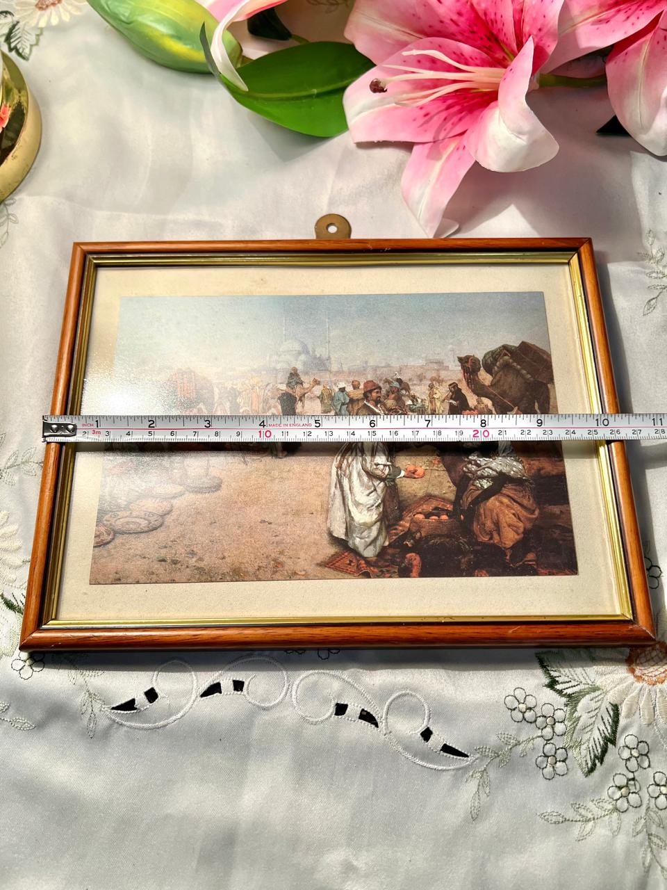 Vintage Market Scene Framed Art 10"