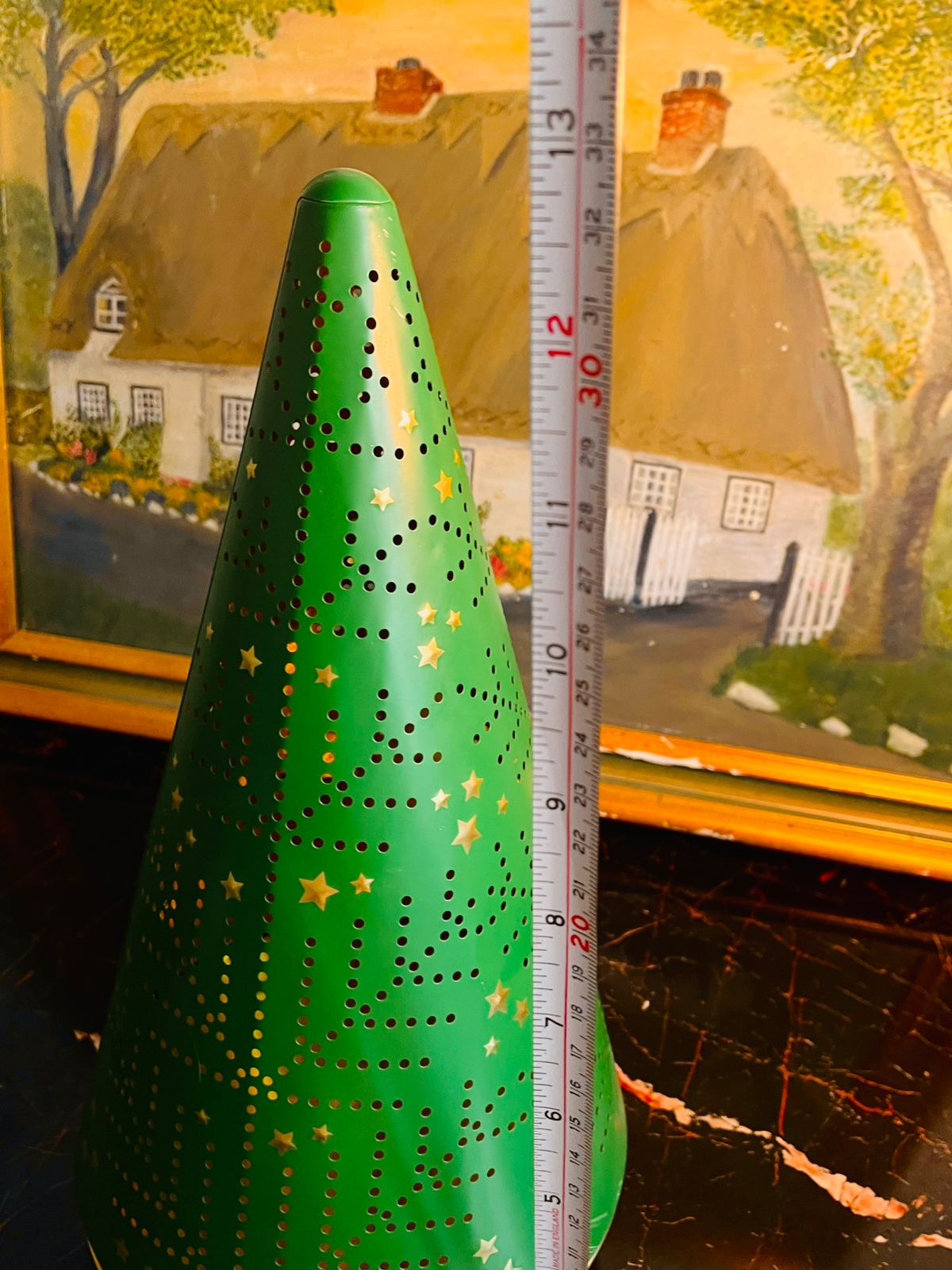 Musical Christmas Tree Candle Lantern Jar– Green Metal 2kg Cookie Jar