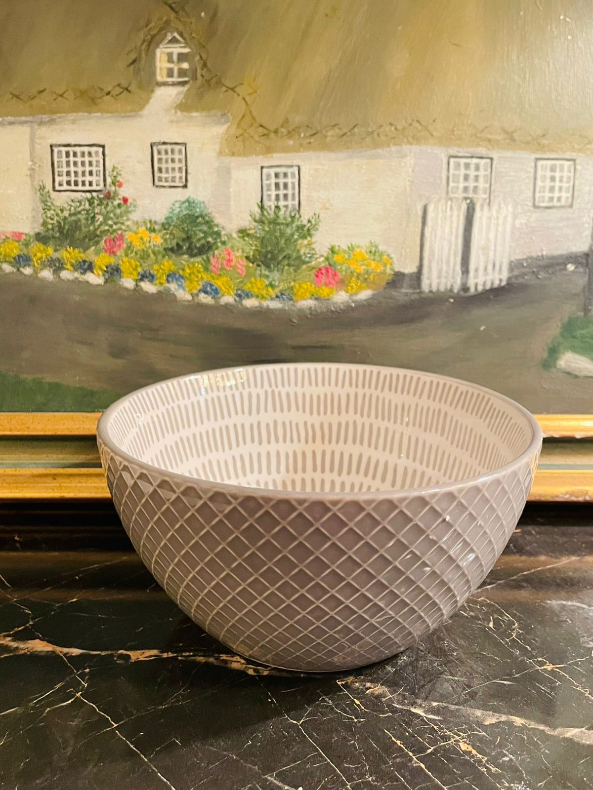Set of 2 Cereal Bowls, Soup Bowls, Deep Bowls Embossed Abstract Pattern Ceramic Bowls (Rs 1500/-)