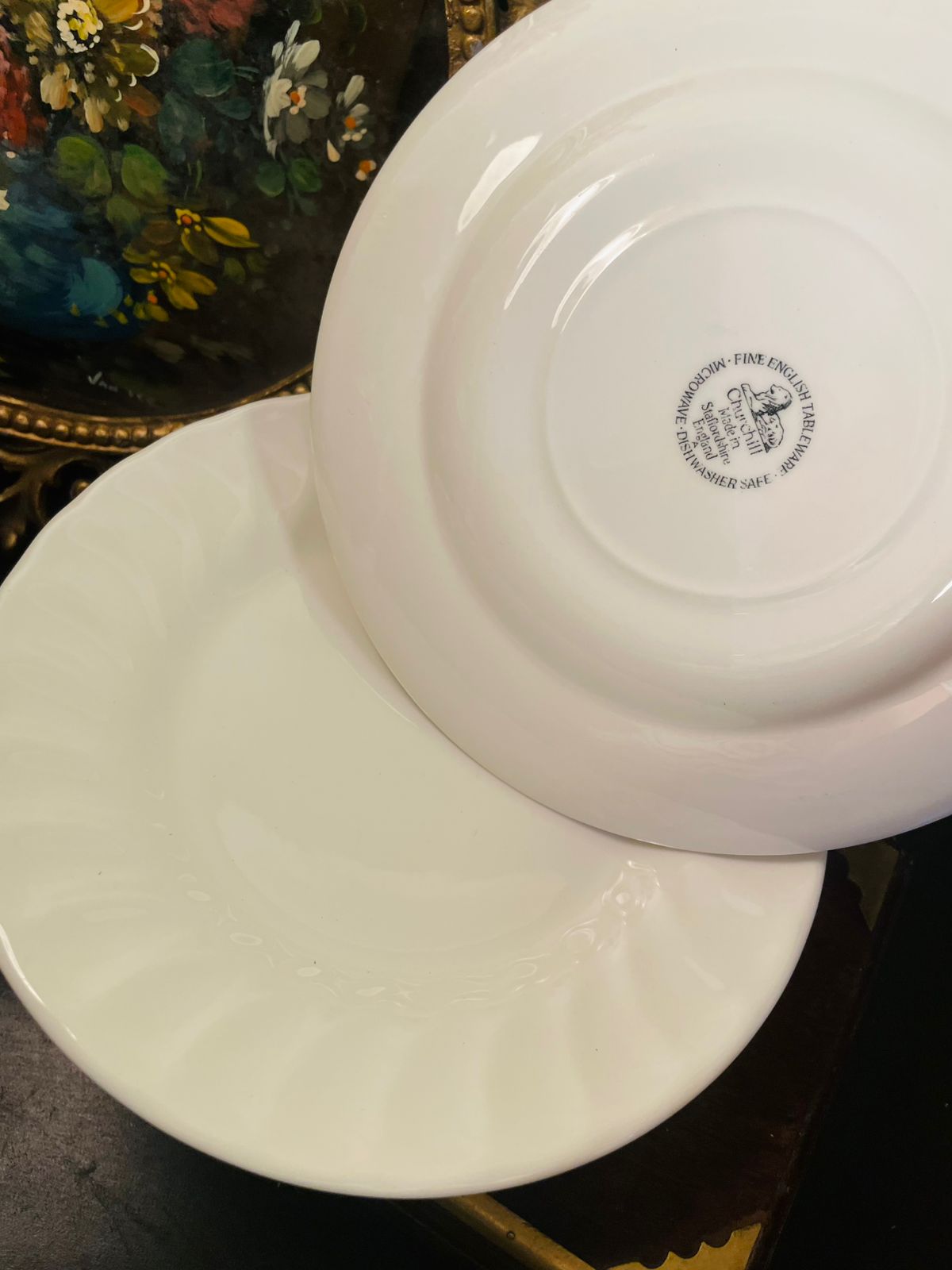 Churchill White Swirl quarter plates Set of 5 Fine English Tableware