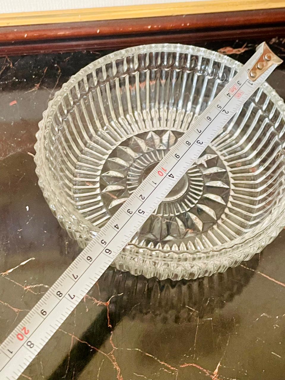 Vintage Cut Glass Bowl with Silver-Plated Lid – Elegant Storage Dish (England)