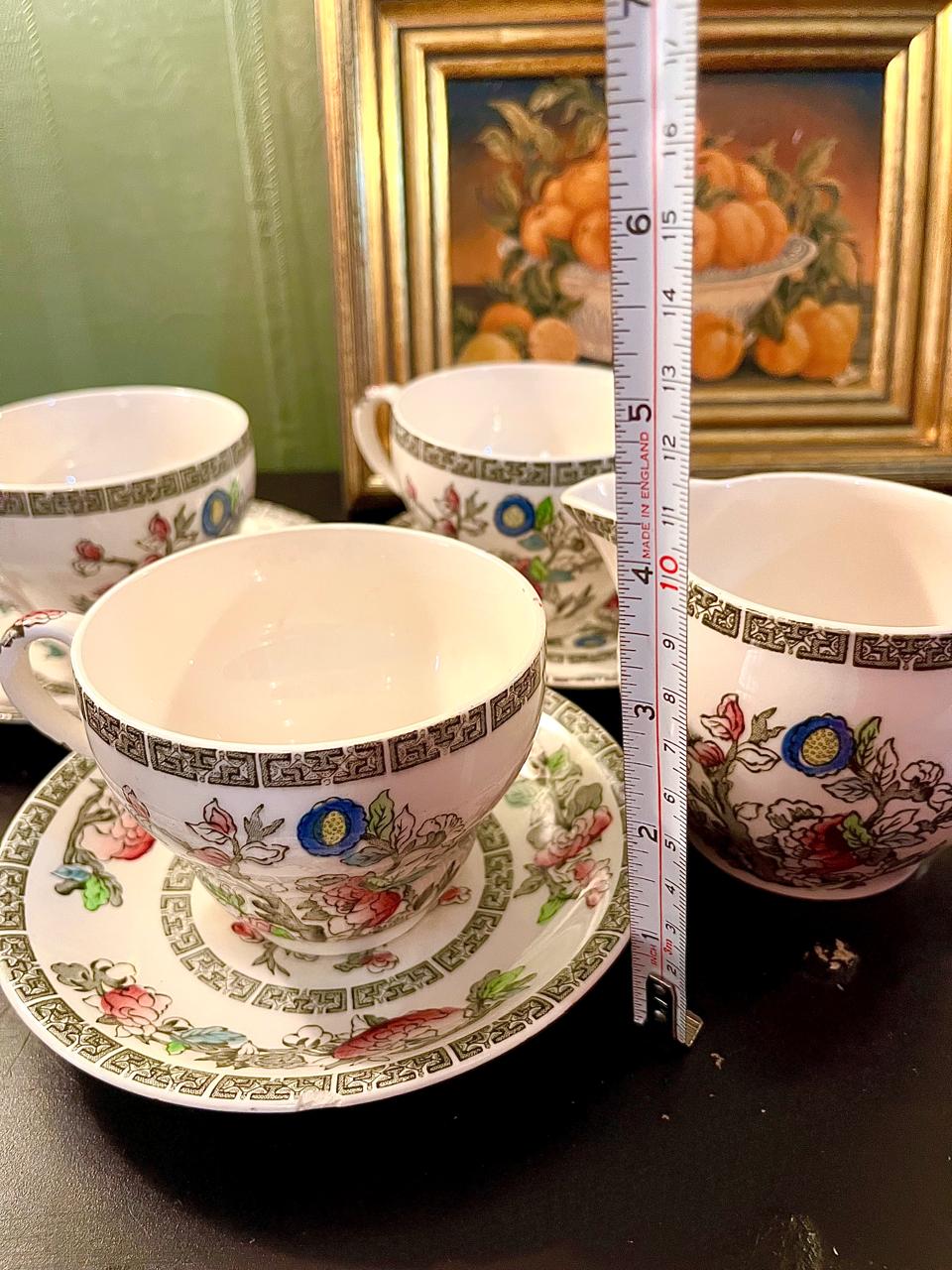 Vintage Floral Chinoiserie Teacup & Saucer Set