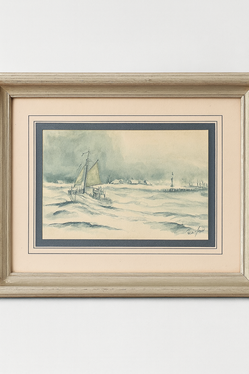 Set of 4 Vintage Frames, Patricia Hall Hastings Sailing Boats Wall Art England