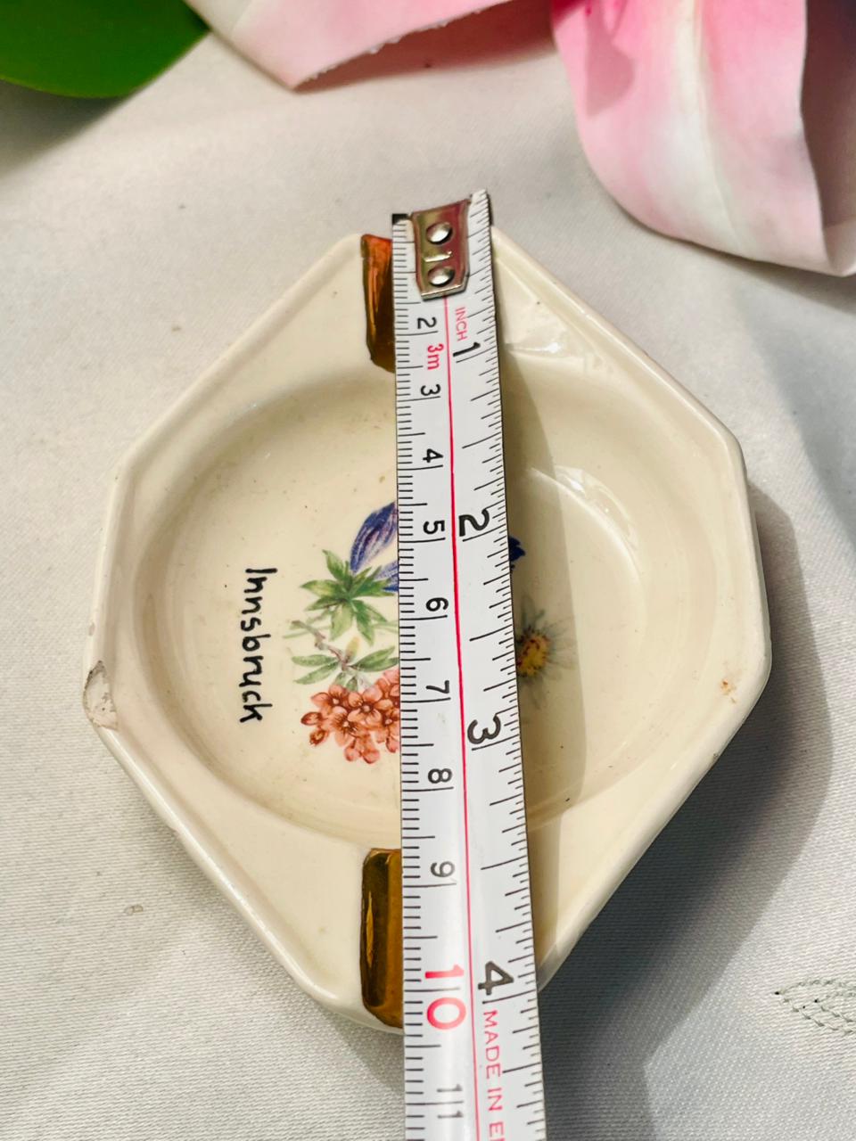 Innsbruck Floral Ceramic Souvenir Ashtray 4 in