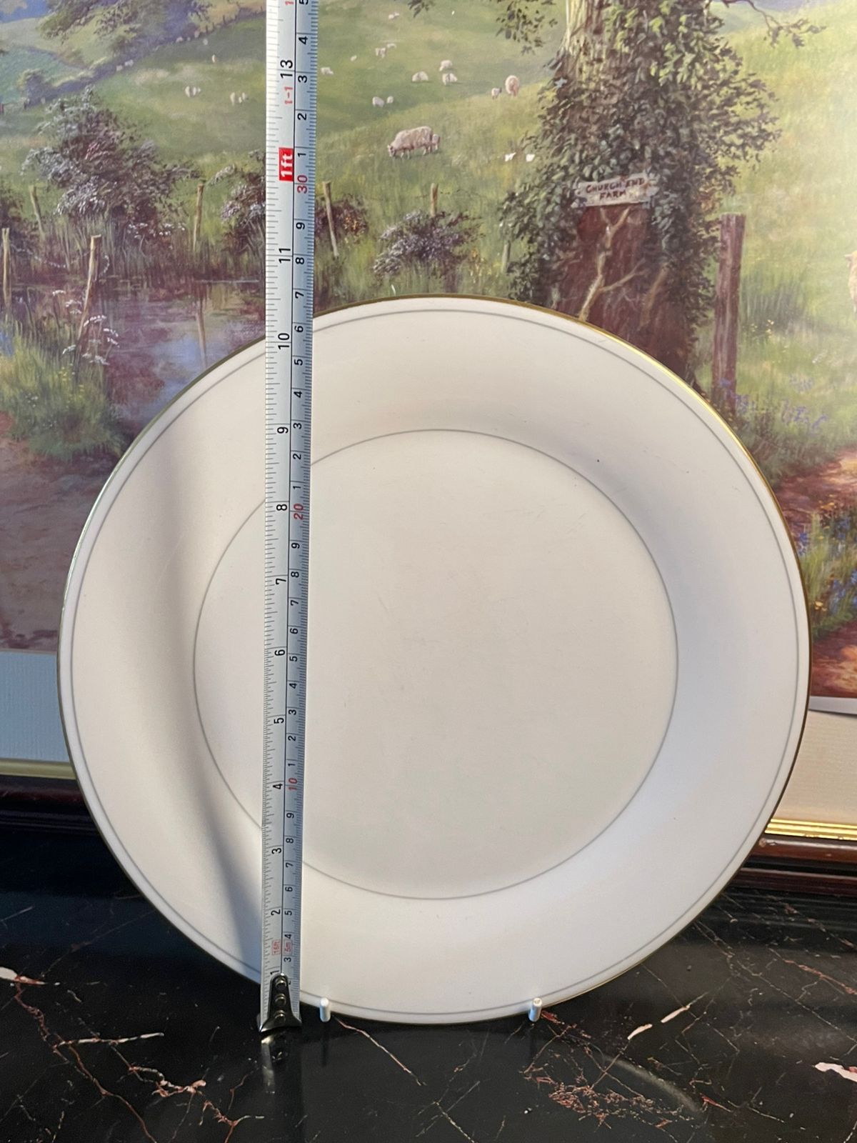 Set of 4 St. Michael Lumiere Fine China Dinner Plates – Gold Rim, England