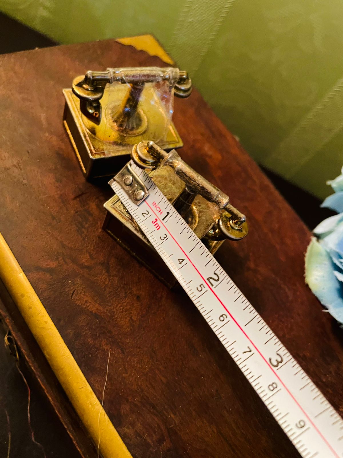 Vintage Brass Mini Telephone Figurines Set of 2