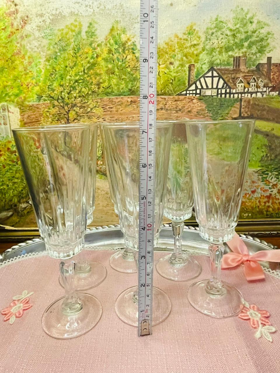 Vintage Set of 6 French Luminarc Lance Style Glasses – Elegant Retro Drinkware