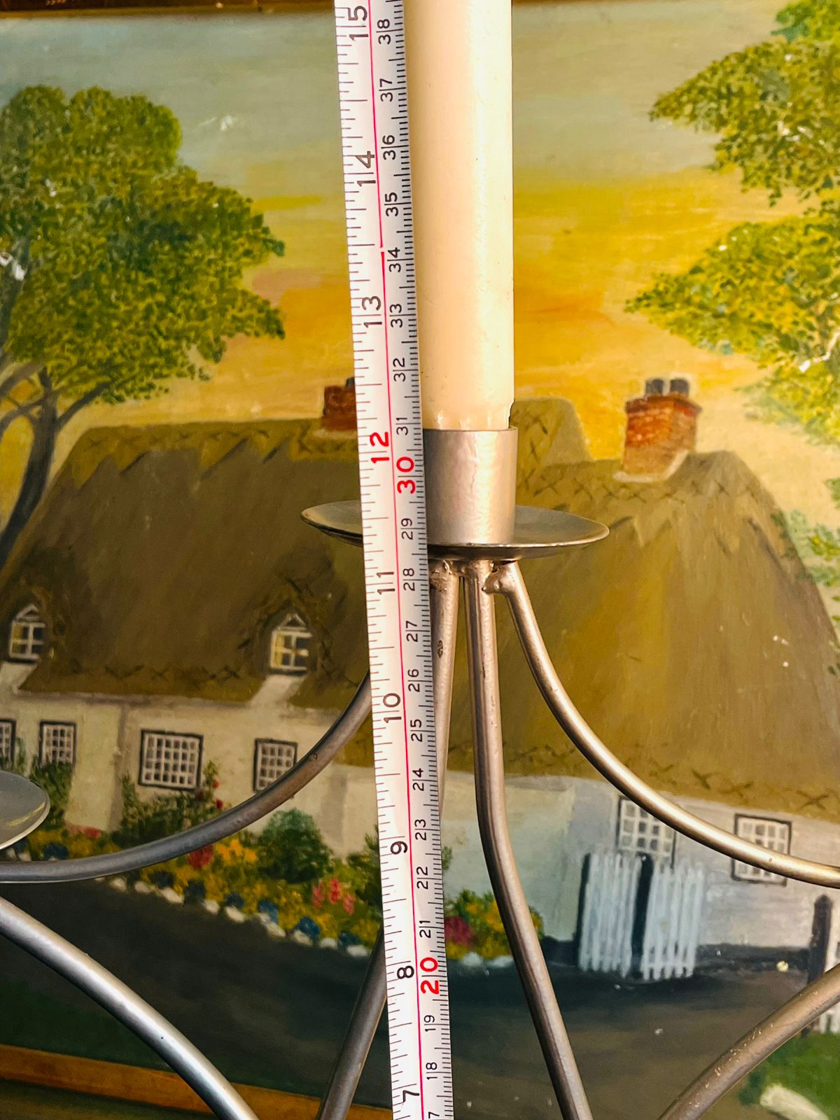 Vintage Silver Metal 3-Arm Candle Holder – Curved Scroll Design