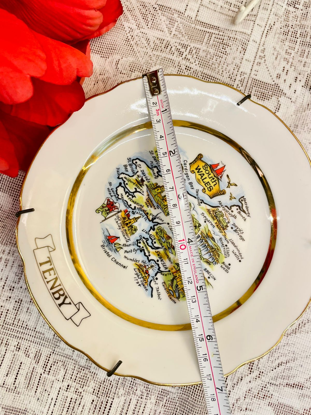 Tenby South Wales Map Decorative Plate 7 inches