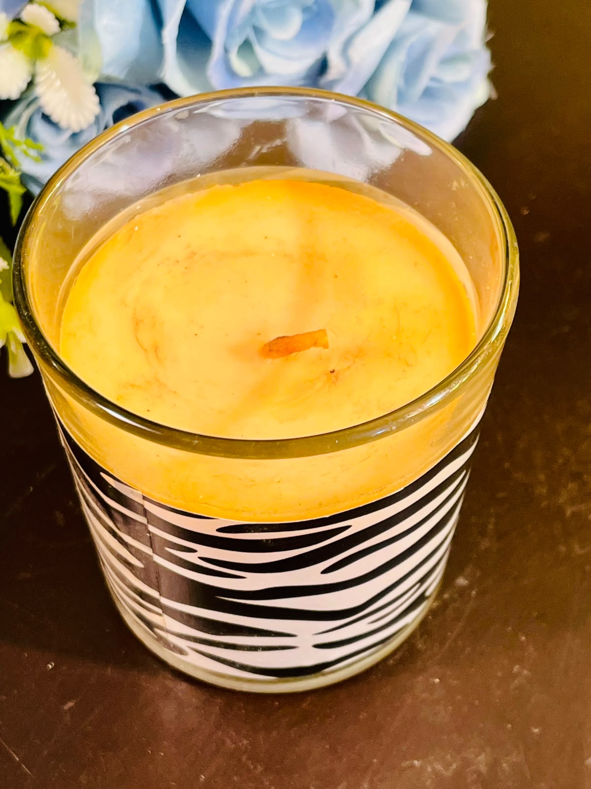 Zebra Print Scented Candle in Crystal Jar – 10cm