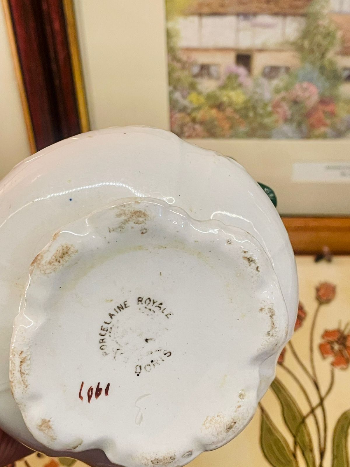 Vintage Porcelaine Royale Floral Pitcher – Embossed White & Green Jug