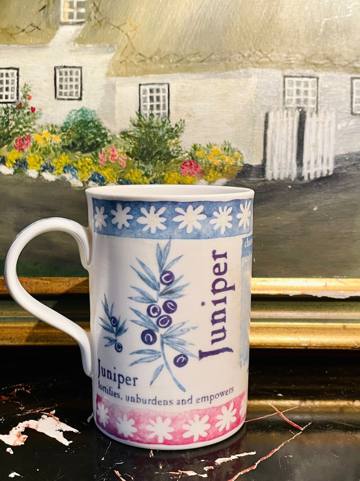 Elizabethan Fine Bone China Mug – Juniper & Lavender Botanical Design (England)