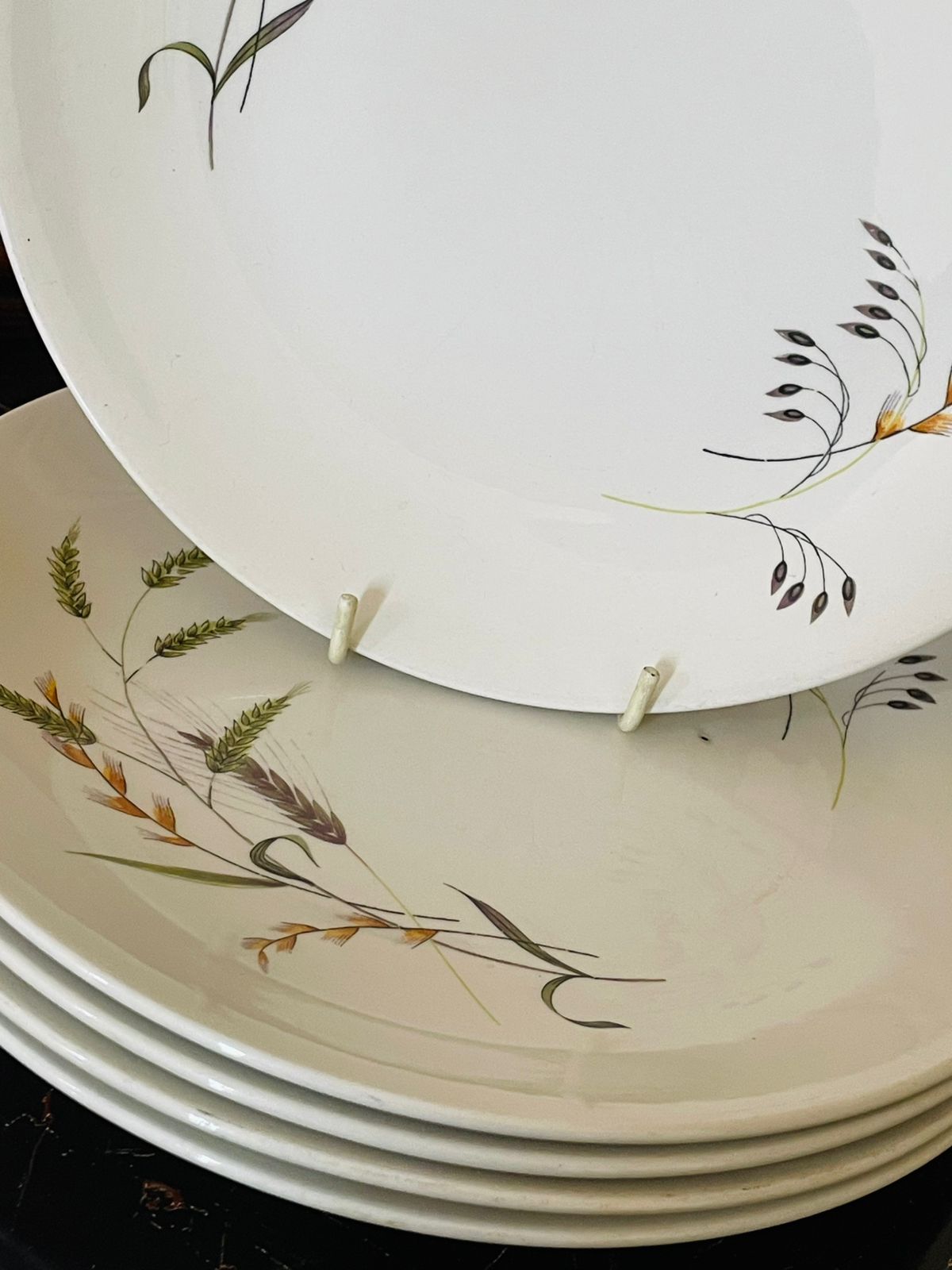 Set of 5 Ridgway Staffordshire “Canadiana” Vintage Dinner Plates – Wheat Sheaf Design (England, 1792 Heritage)