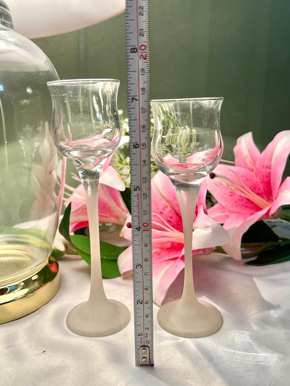 Crystal Cordial Stemware Candle Stand Set of 2 18 cm