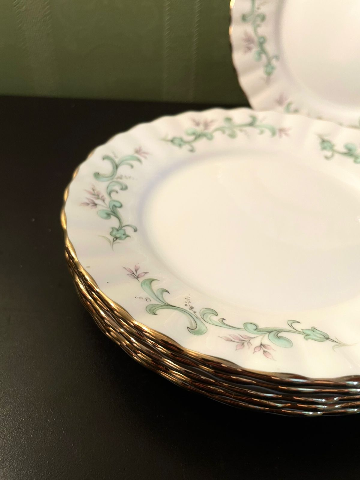 Salisbury Green Floral Bone China Tea Plates Set of 6