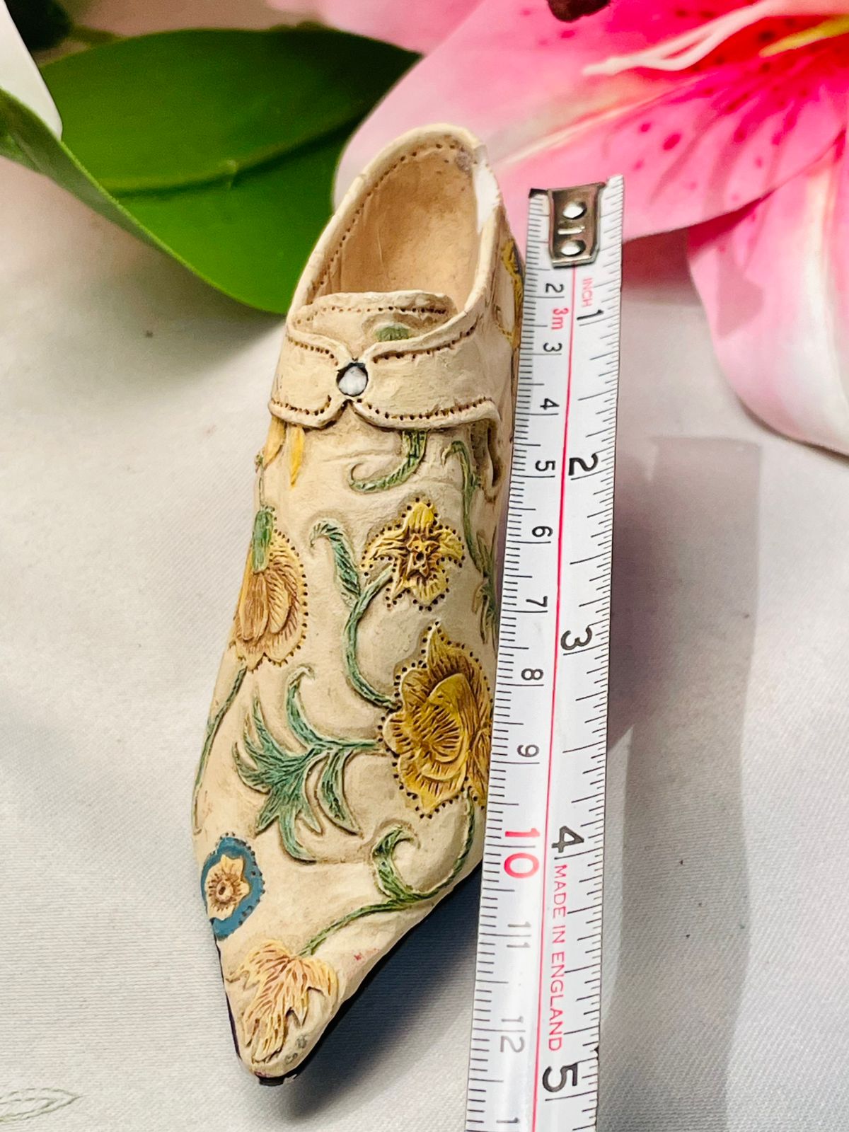 Vintage Floral Shoe Ornament / Miniature Slipper Approx. 12 cm Long
