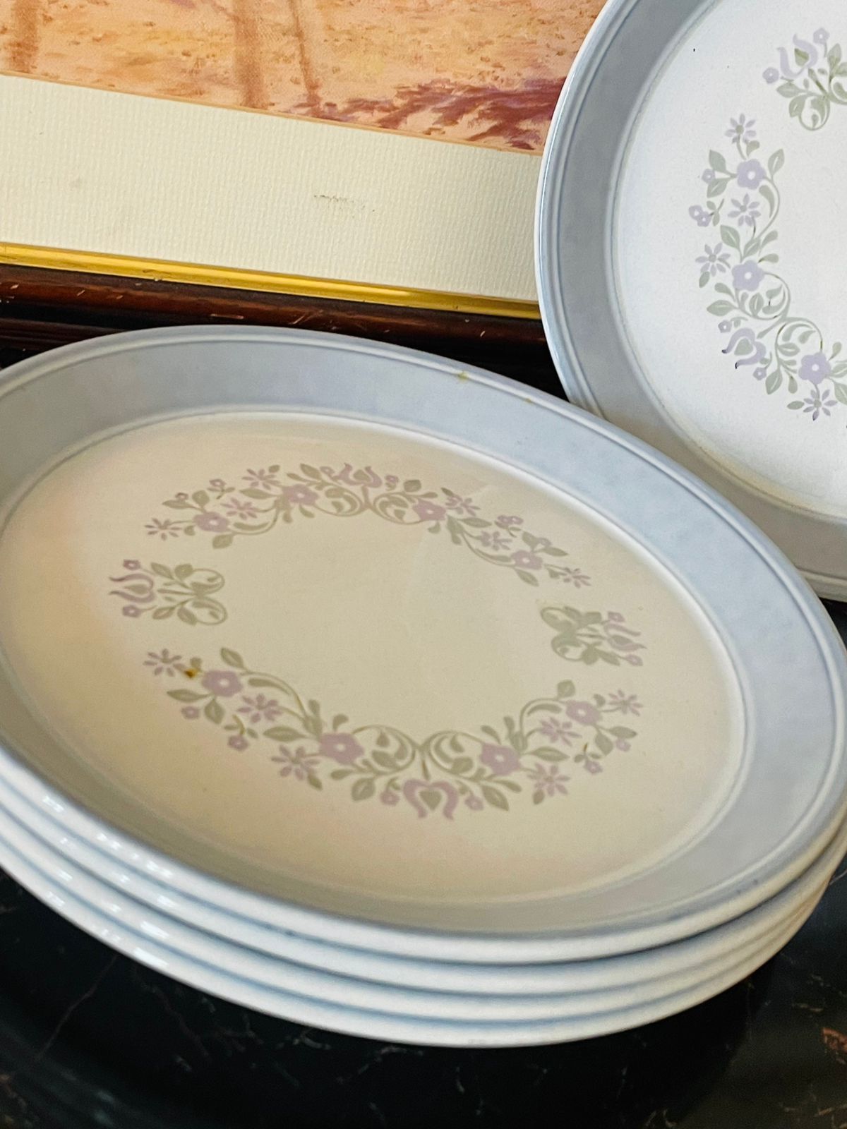 Set of 5 Vintage Kiln Craft Staffordshire Dinner Plates – Floral Wreath Design (England)