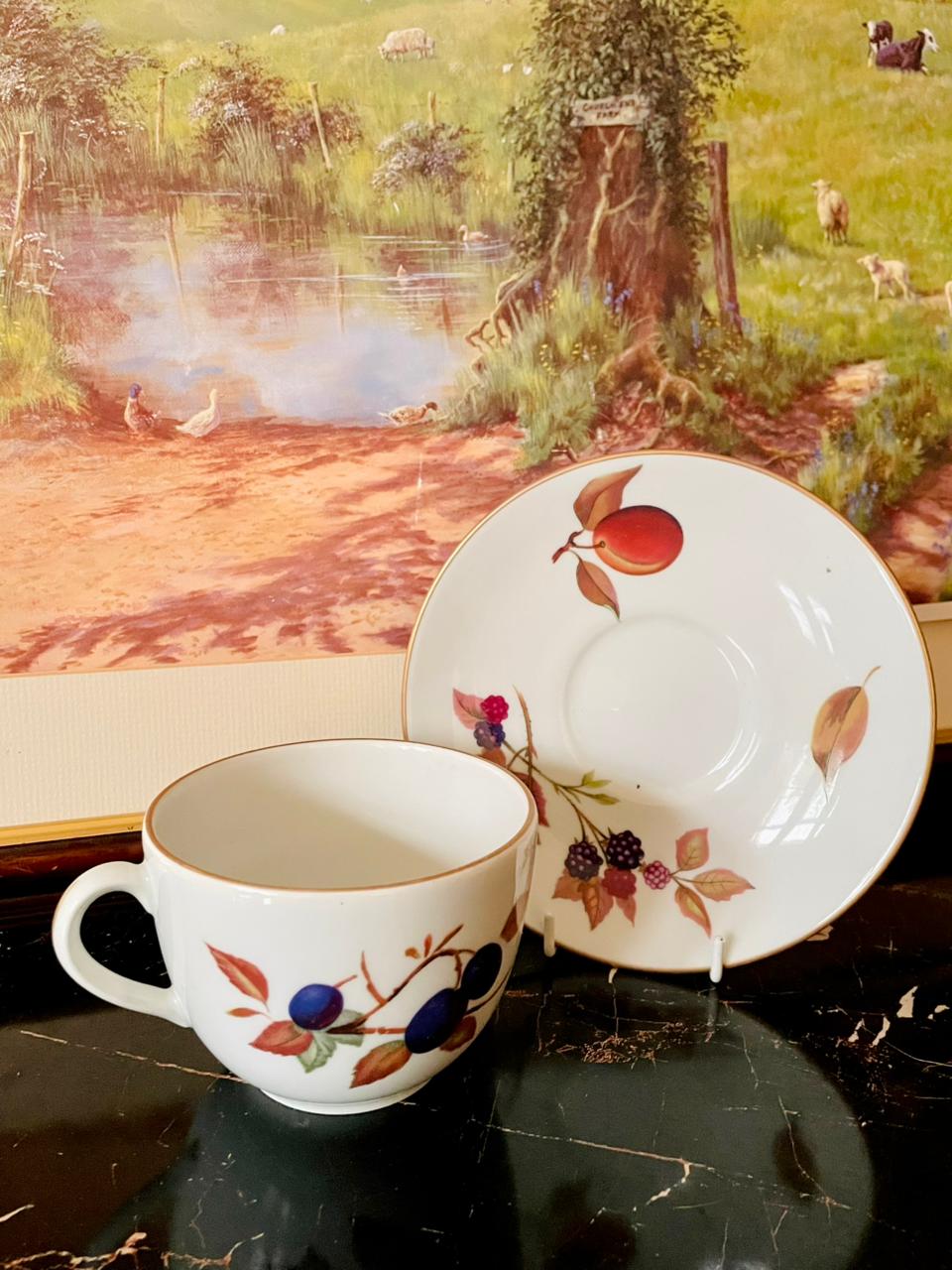 Royal Grafton Fine Bone China Cup & Saucer – Fruit & Berry Design, England
