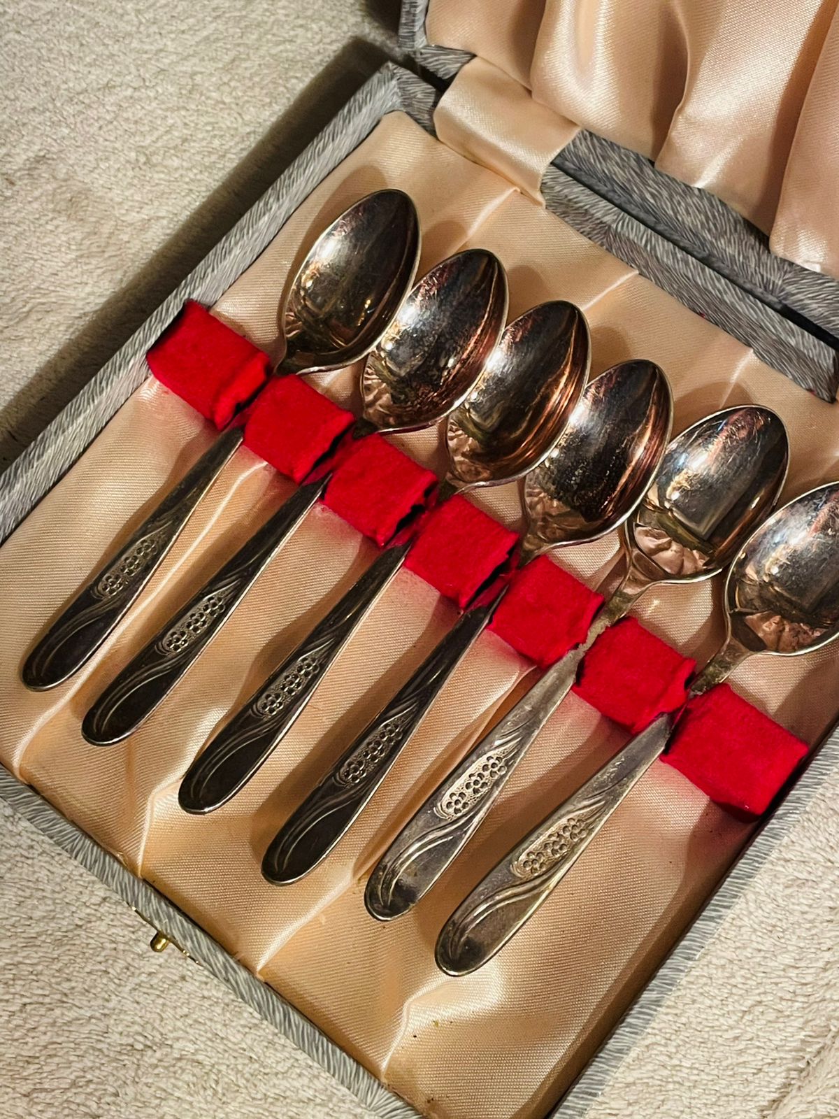 6 Vintage Silver Plated spoons with Original Box – Collectible Cutlery Set