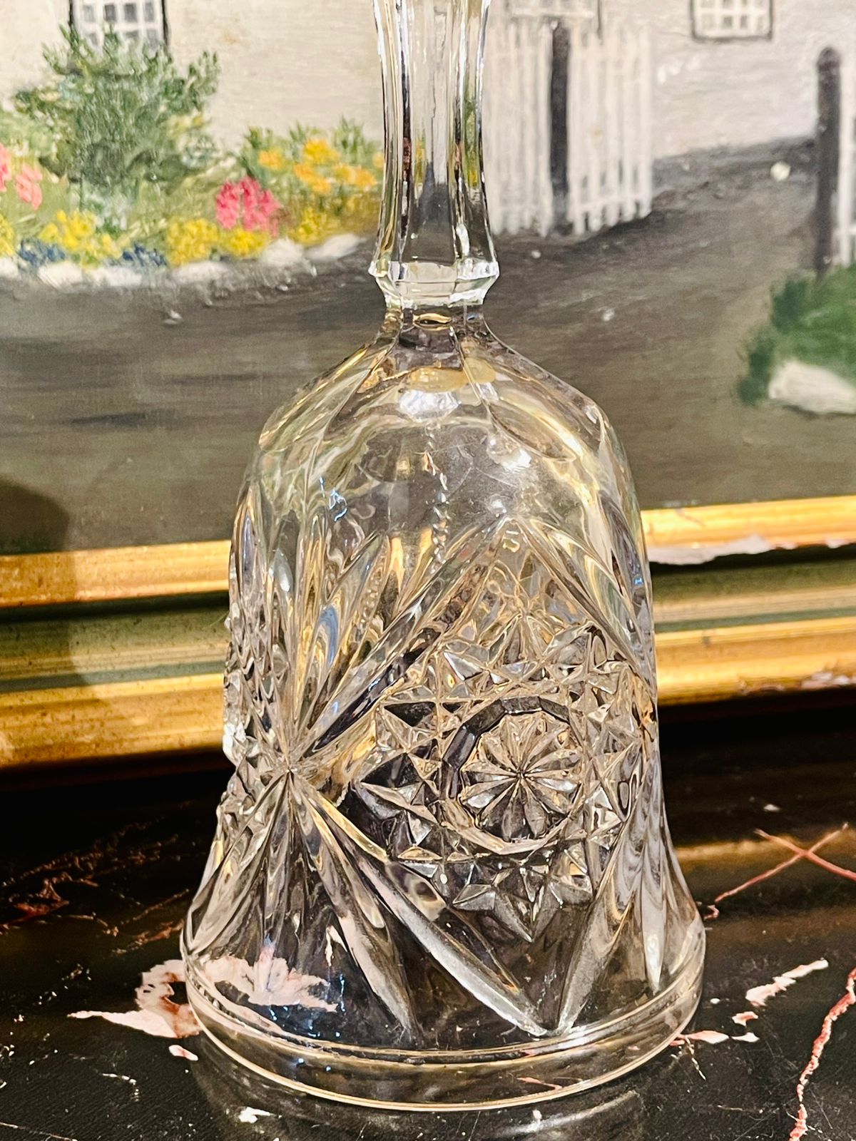 Vintage Crystal Cut Glass Hand Bell