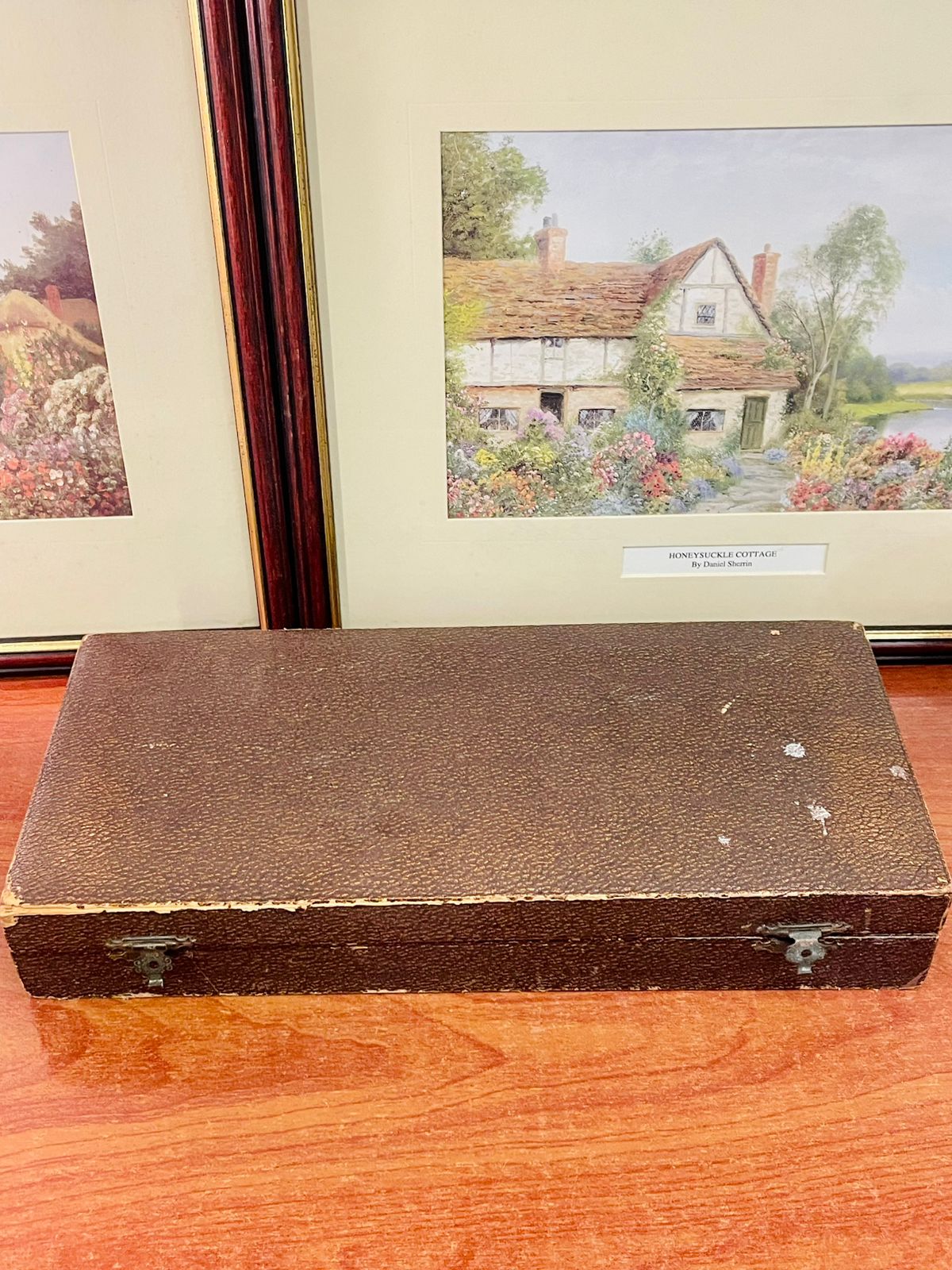 Vintage Maroon-Handled Cutlery Set in Original Case