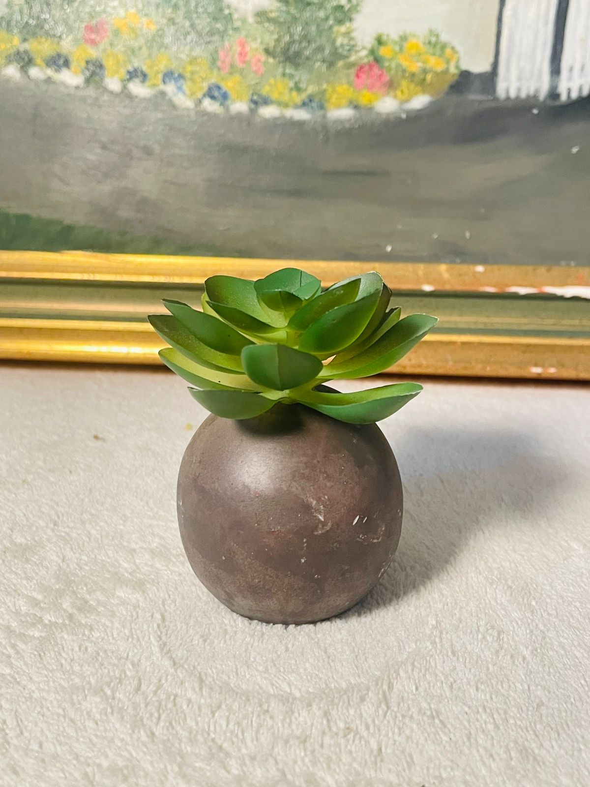 Artificial Mini Succulent Plants in Brown Planter – Faux Potted Greenery Home Decor