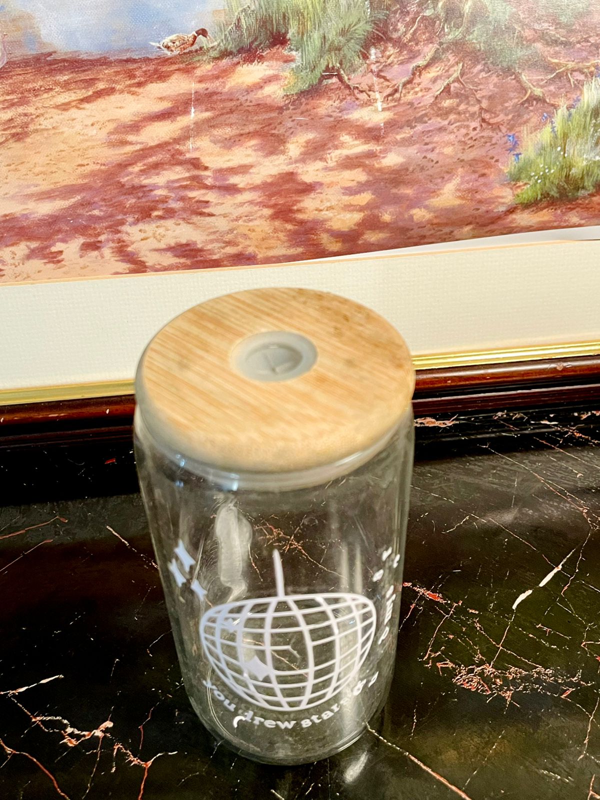 Storage Jar with Bamboo Lid – Airtight Kitchen Container (Printed Design)