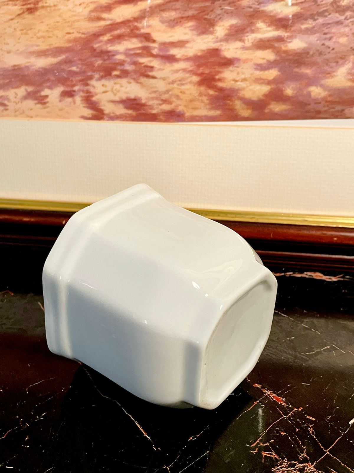 Vintage England White Ceramic Mini Planter – Square Pot