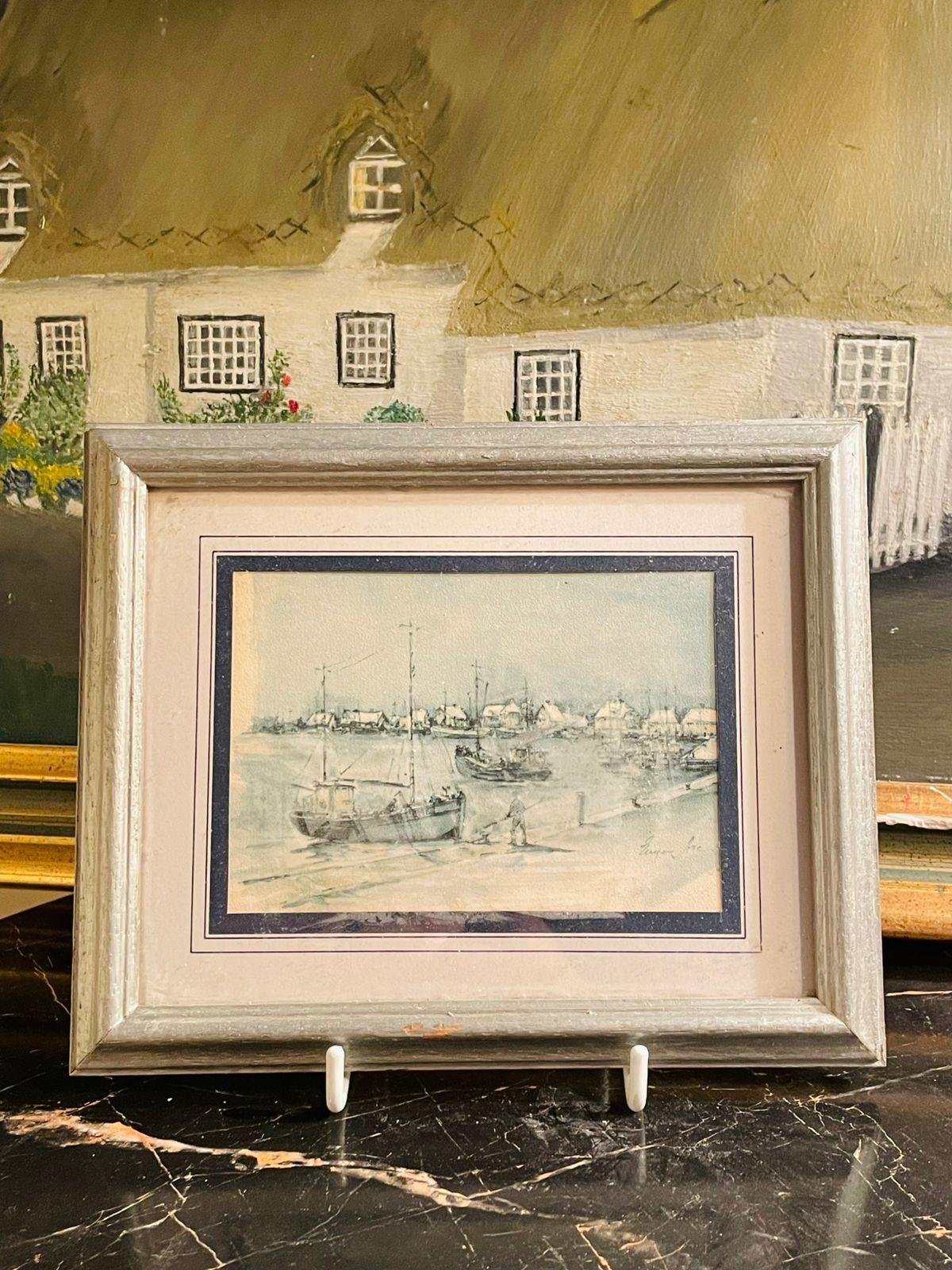 Set of 4 Vintage Frames, Patricia Hall Hastings Sailing Boats Wall Art England