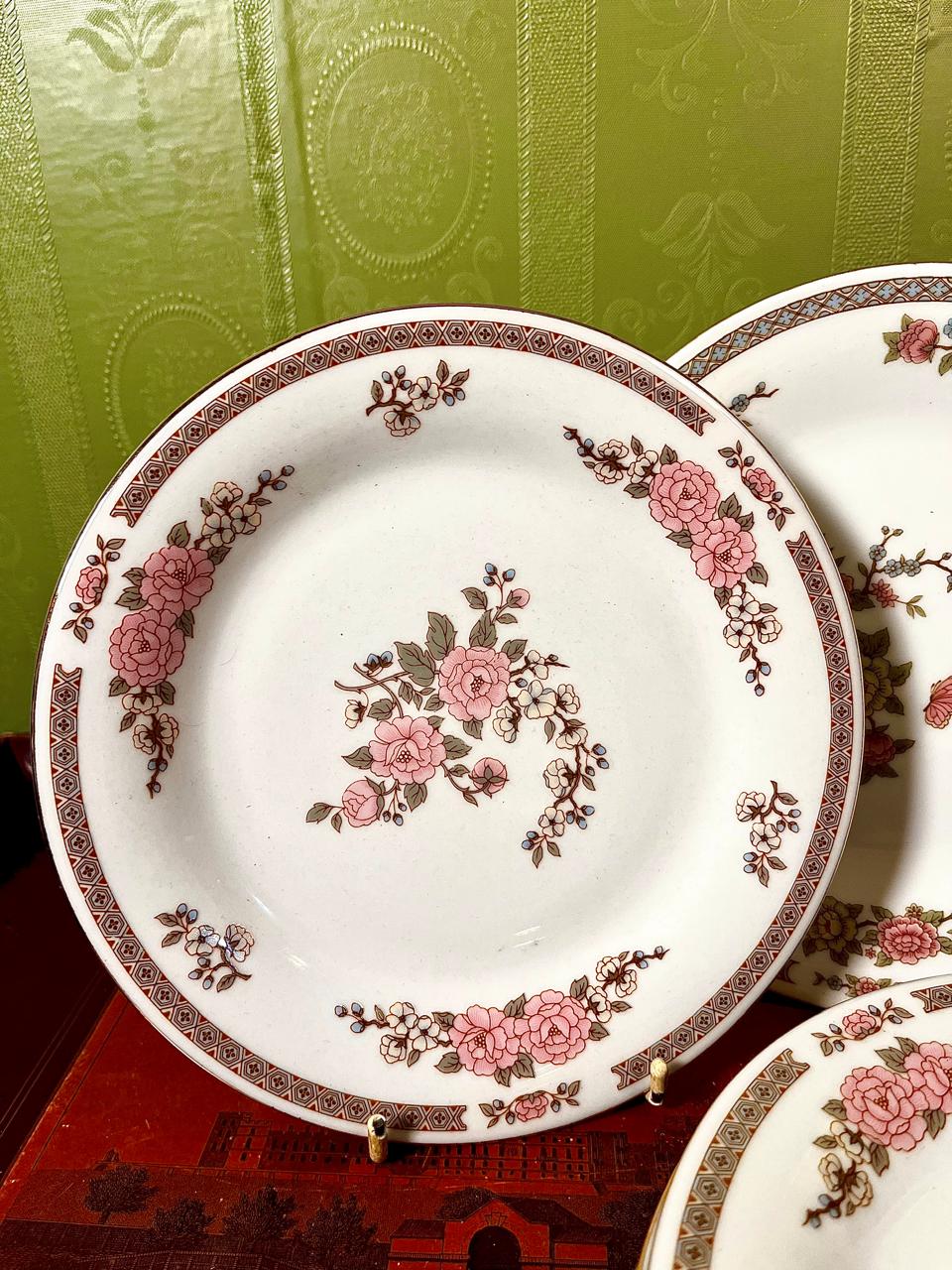 Crown Ming Fine China Pink Floral Medium Plates | Set of 6