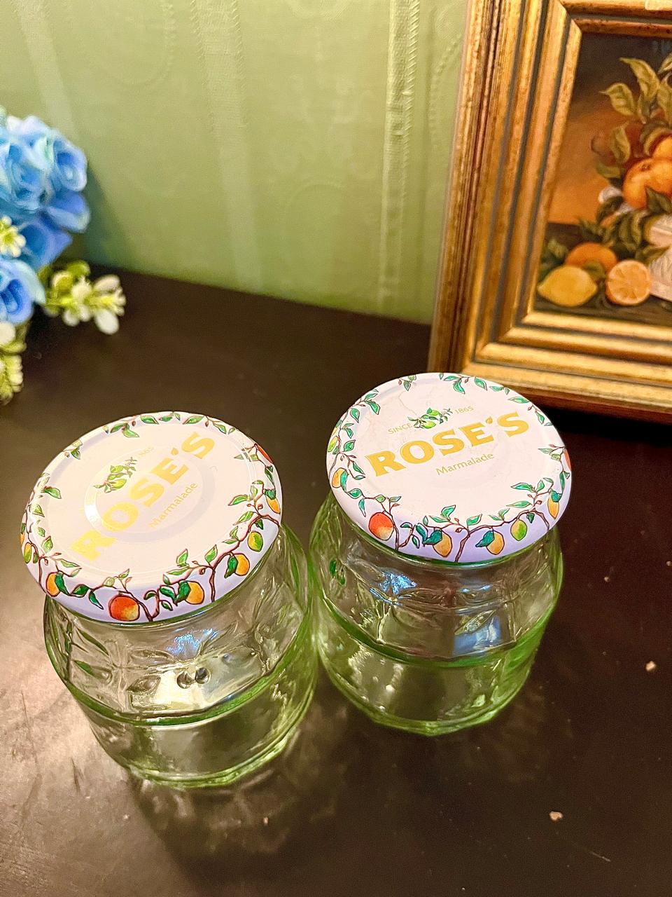 Set of 2 Roses Glass Storage Jars – Floral Lid Kitchen Jars