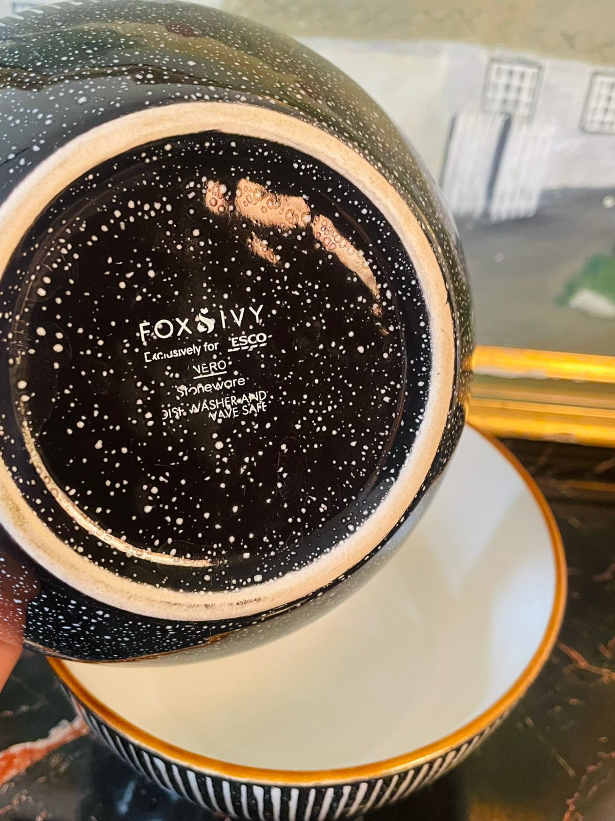 Set of 2 Cereal Bowls, Ceramic Bowls with White Stripes – Modern Luxe Design Oven Safe