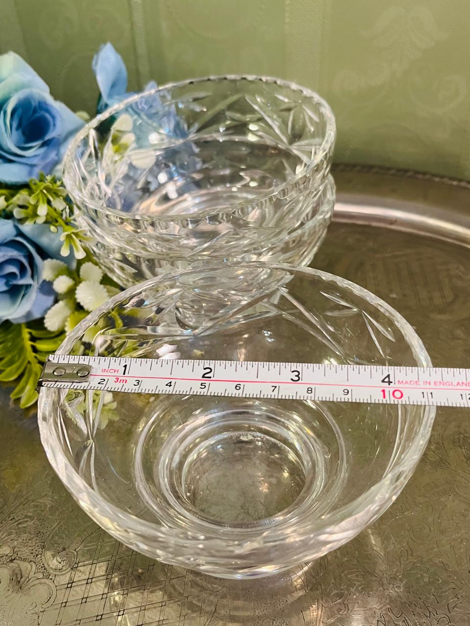 Vintage Cut Crystal Dessert Bowls Set of 3 – 11 cm
