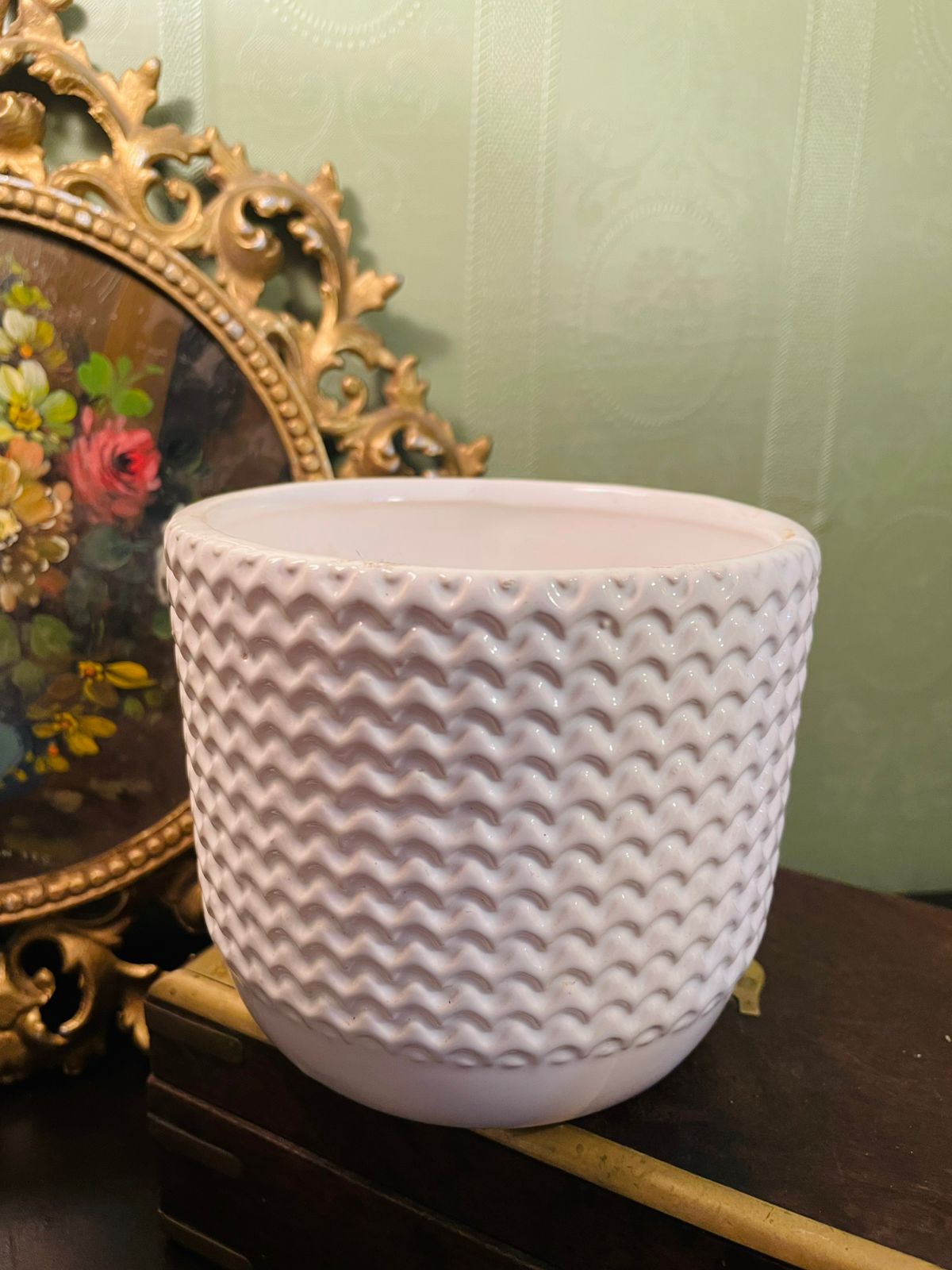 Textured White Ceramic Planter Pot | Modern Indoor Plant Holder