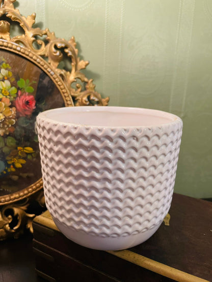 Textured White Ceramic Planter Pot | Modern Indoor Plant Holder