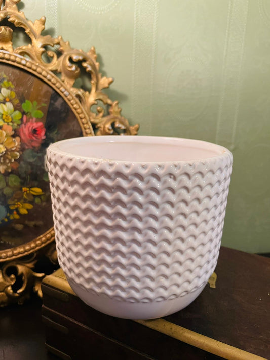 Textured White Ceramic Planter Pot | Modern Indoor Plant Holder