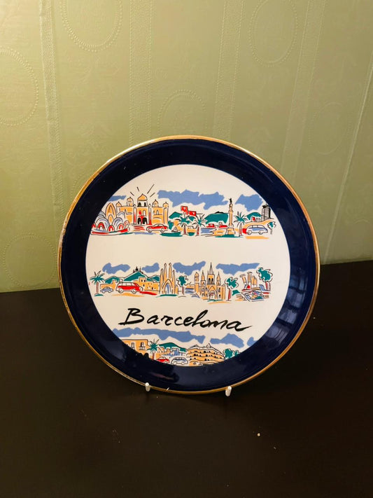 Vintage Barcelona Souvenir Decorative Plate 10"