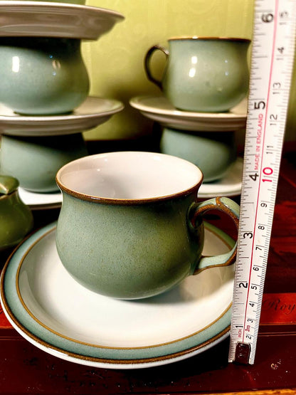 Vintage Denby Green Stoneware Tea Set | 13 Pieces | Made in England