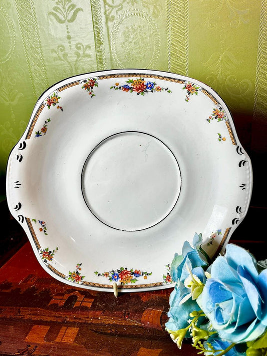Vintage C.W.S. Windsor China Floral Square Serving Plate Approx. 8.5 Inch
