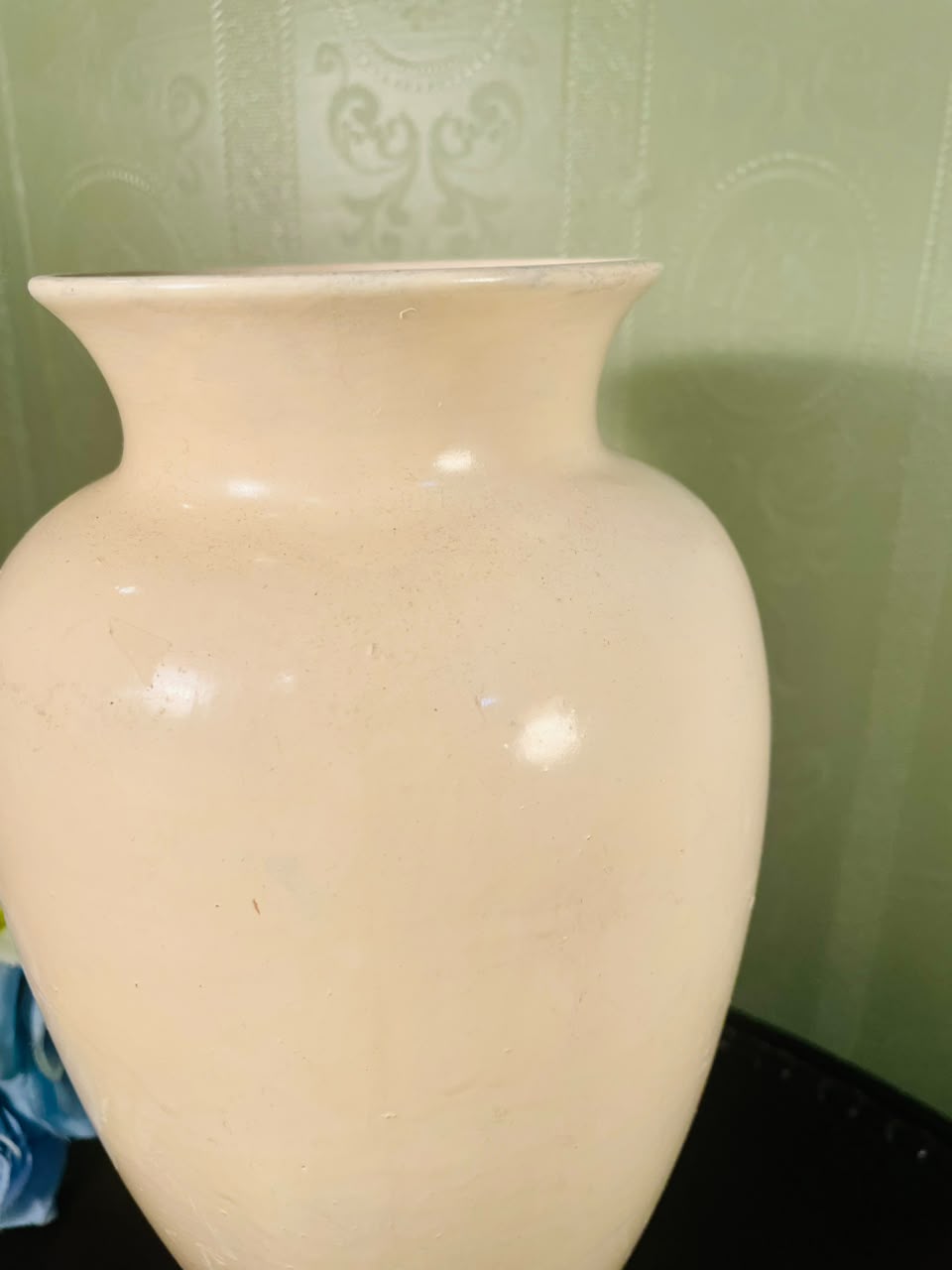 Large Ivory Ceramic Floor Vase – 10 Inch Minimalist Decorative Vase