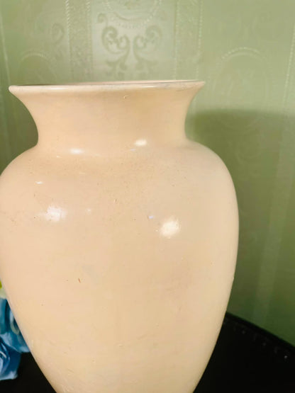 Large Ivory Ceramic Floor Vase – 10 Inch Minimalist Decorative Vase
