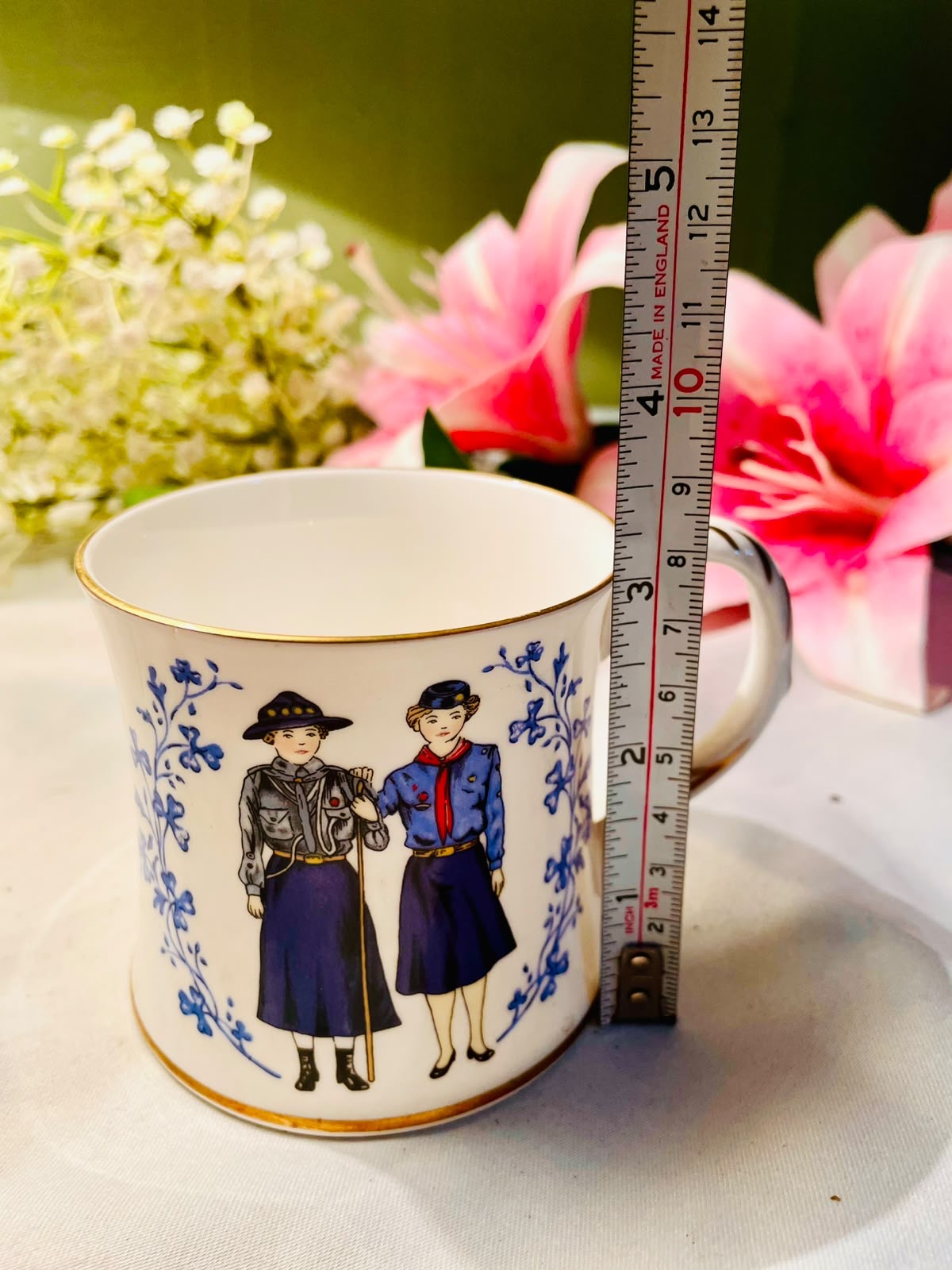 Coalport Girl Guides Bone China Mug – Blue Floral, 4 Inch