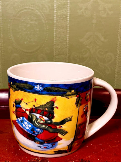 Festive Christmas Snowman & Santa Ceramic Mug – 4"