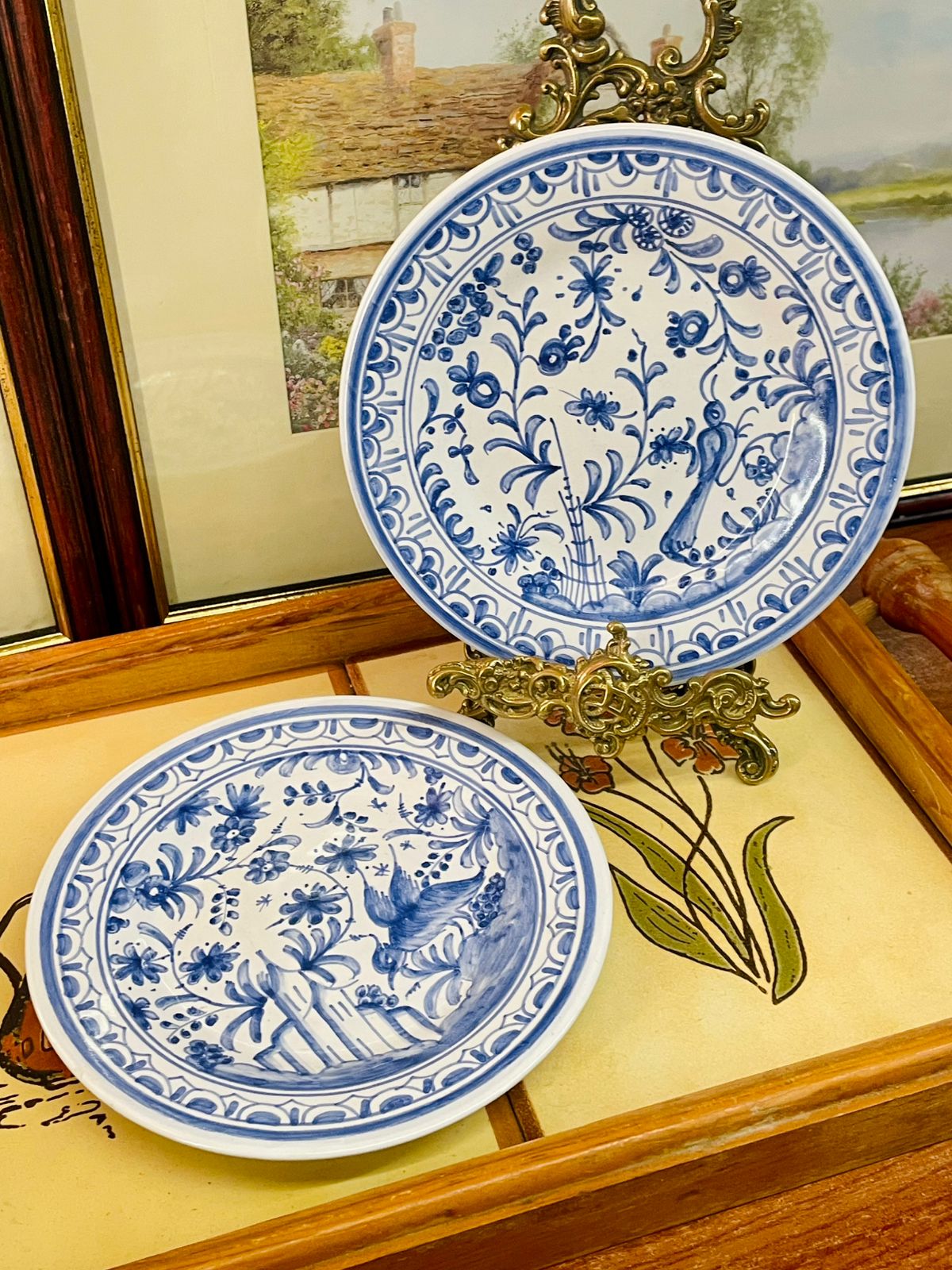 Set of 2 Hand-Painted Portugal Blue & White Decorative Plate – 15cm – Wall Display