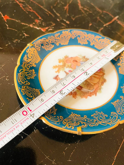 Limoges France Mini Decorative Plate – Rococo Courting Scene with Gold Scrollwork