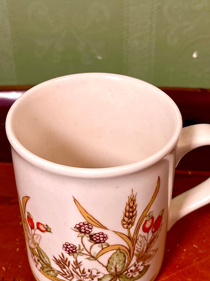 Botanical Berry & Wheat Ceramic Mug Green Red Design