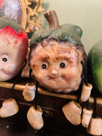 Vintage Fruit Character Shelf Sitter Figurines With Dangling Legs